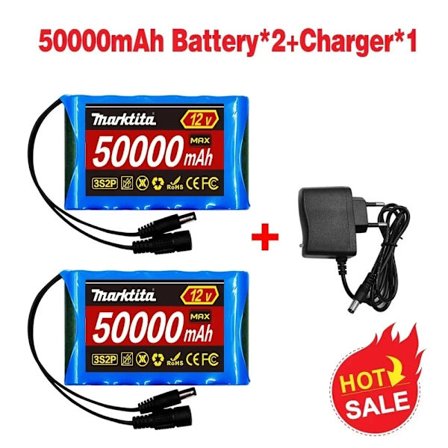 12V 50000mah litiumbatteripaketkapacitet DC 12,6V 50Ah CCTV-kameramonitor, fiskeljus, xenonlampa, högtalare med laddare