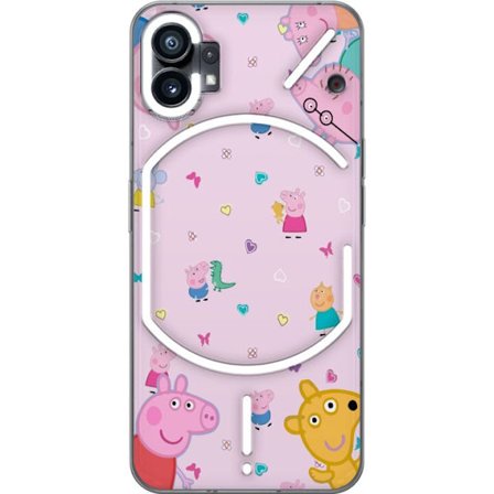 Kompatibel Mobilcover til Nothing Phone (1) Peppa Gris med en baby i armene, morgris motiv i farverig og blød børneillustration med hjerter