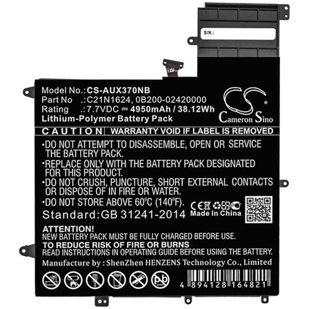 Batteri til notebook, bærbar computer til Asus ZenBook Flip S UX370UA-C4061T og andre