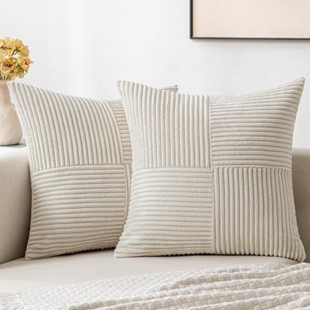 2 stk Cordfløyel pute 45*45cm beige white