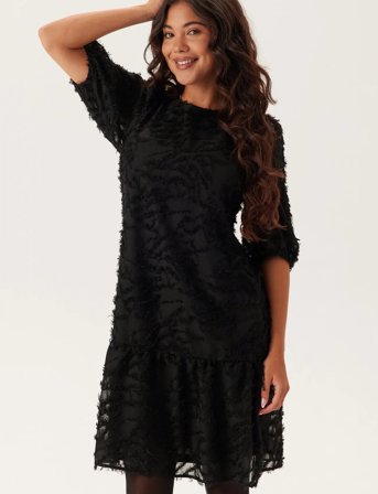 Bubbleroom Fringe Dress - Black - XS