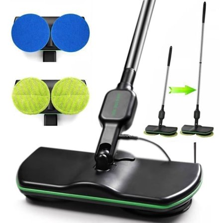 Trådløs elektrisk moppe LUNAVO genopladelig elektrisk roterende rengøringsmaskine til gulv egnet til forskellige overflader