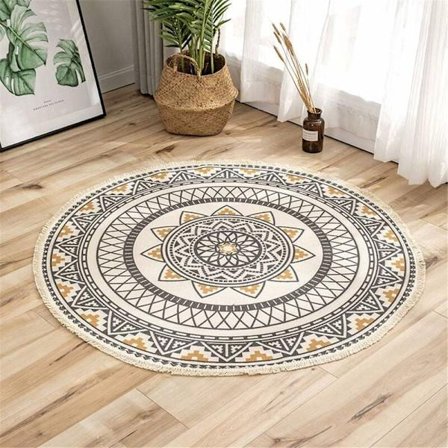 Mandala rund matta - Bomull - Bohemisk stil - Diameter: 92cm