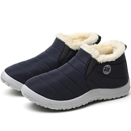 Dames Støvler og Ankelstøvler til Kvinder Varme Pels Vinterstøvler Sne Botas Mujer Slip On Kort Støvle Combat Vinter Sko Kvinder Blue N 41