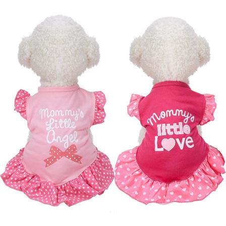 2 st hundklänningar för små hundar söt flicka kvinnlig hundklänning mamma valp skjorta kjol hundklänningar husdjur sommar(Love and Angel,Large)