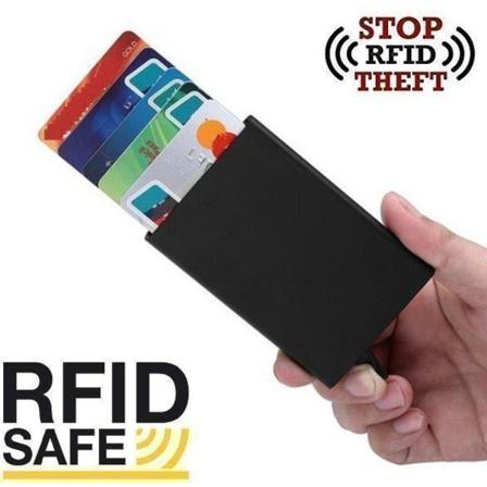 Pop-Up Korthållare - Aluminiumfacken skyddar (RFID-säker) Guld färg