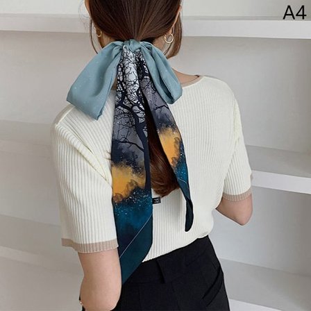 Kvinnor Silk Satin Hårband Scarf Skinny Neck Tie A3