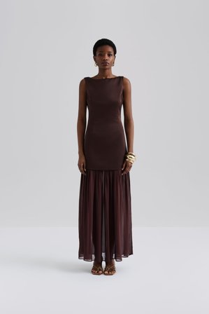 Malina - Karla maxikleid - 40 - Chocolate
