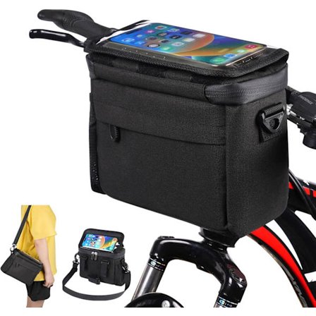 Sykkelstyreveske Vanntett MTB Landeveissykkelrammeveske med Telefonholder og Stor Oppbevaring for Fremre Topprør