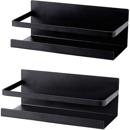 Magnetisk krydderhylleorganisator Krydderorganisator 2-pakning Matt Black Krydderholder for kjøleskap