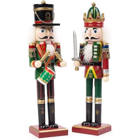 Suuri Puinen Joulupähkinänsärkijä Sotilas Jalustalla, 30cm - Perinteinen Joulukoriste - Vahva & Premium Laatu