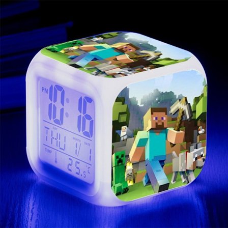 Min värld väckarklocka ledde lysande nattljus 32#