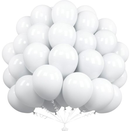 Hvite ballonger, 50 stk. 25 cm matte hvite ballonger, latex hvite ballonger for gutter jenter bursdagsfest bryllupsdusj utdrikningslag nyttår