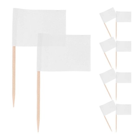 200 stk. blanke tannpirkerflagg: Mini cupcake toppers med pinne, hvite ostetikettflagg for forretter, buffet, cupcake, mat, frukt, 