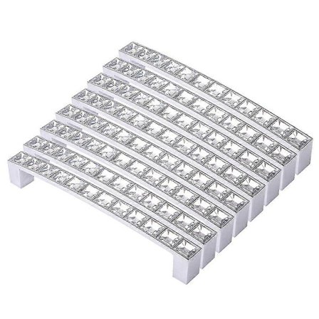 Förpackning med 8 Europeiska Fyrkantiga Rhinestone Möbel Dörr Skåp Låda Draghandtag Knoppar 1
