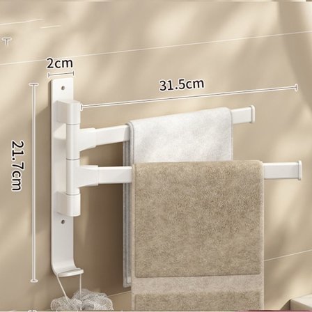 Roterende håndklædeholder Badehåndklædeholder HVID 2 CHIP 2 STEN hvid