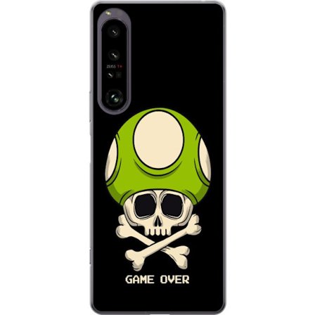 Kompatibelt Mobildeksel til Sony Sony Xperia 1 IV Spilmotiv med dødsål og grønn sopp i retro gaming-stil med teksten game over