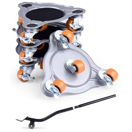 Kraftig møbelhjulssæt 360° roterende med bremse 400 kg belastning til flytning af møbler køleskab vaskemaskine