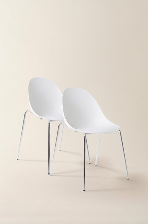 Jotex - Stol 2-pk Hvit/krom - LUNNARP - Kjøp Spisestoler & kjøkkenstoler hos Jotex