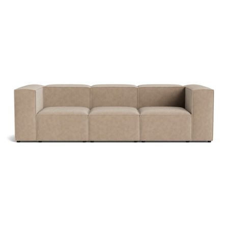 Lissabon 3-Sitzer-Sofa in Rebel Dunkelbeige, modernes Design mit Cord-Optik, bequeme mehrschichtige Schaumstoffpolsterung, stabil, 72cm Höhe