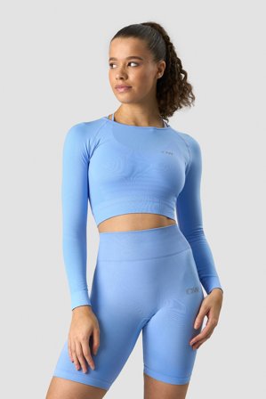 ICANIWILL - Define Seamless LS Crop Top Daisy Blue - Oberteile - Damen - ICIW