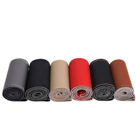 Lærrattdeksel for lastebiler og busser, pustende og sklisikkert design, mykt og komfortabelt lær Svart rød linje Full