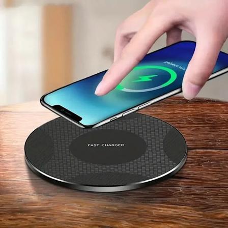 Skrivebordsstasjon for trådløs lading av mobiltelefoner - Ultra-tynn, hurtiglading - Kompatibel med iPhone 15, 14, 13, 12, Samsung og Xiaomi black 