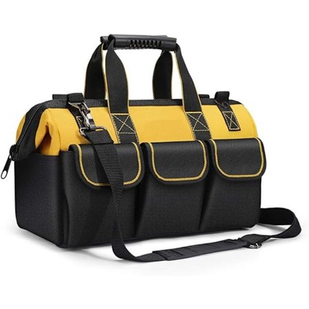 Verktøyveske, kraftig verktøyveske, stor verktøyveske, stor kapasitet, vanntett, slitesterk kompatibel elektrikere, DIY, verktøyoppbevaring,