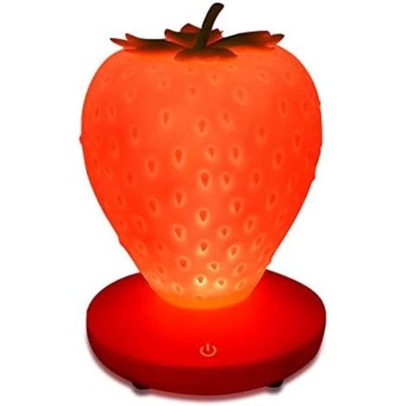 /EA/LED farveskiftende sød touch-jordbærnatlampe bordlampe til soveværelse, kommode, stue, børneværelse, kontor, Fe