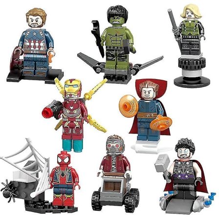 Kompatibel med Lego Marvel Superhelter Avengers Spider-Man Captain America Thanos Iron Man Minifigur Leke Superheltsett