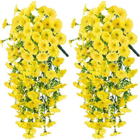 2-pakning med kunstige edderkopplanter - Innendørs og utendørs bruk - Dekorativ - Grønne kunstige planter (gul)