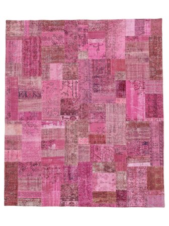 Patchwork Vloerkleed 255X301 Donker Roze/Donkerrood Groot Wol, Turkije