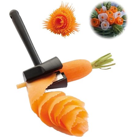 ING Käytännöllinen koristeellinen spiraalileikkuri porkkanakukkia varten, Vihanneslautasen koristelu, Luova keittiöleikkuri, Kurkkusuikale