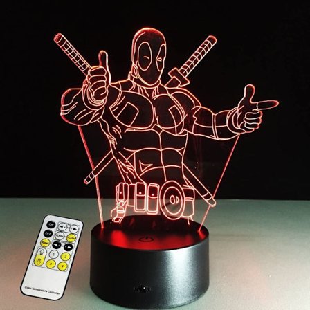 3D Lampe Deadpool Fjernkontroll Beste Gave For Gutter Akryl Bord Nattelys Møbler Dekorativ Fargerik 7 Fargeendring Husholdning