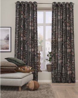 Öljettlängd Trädgård med tryck bladmönster 2-pack Svart - Linea