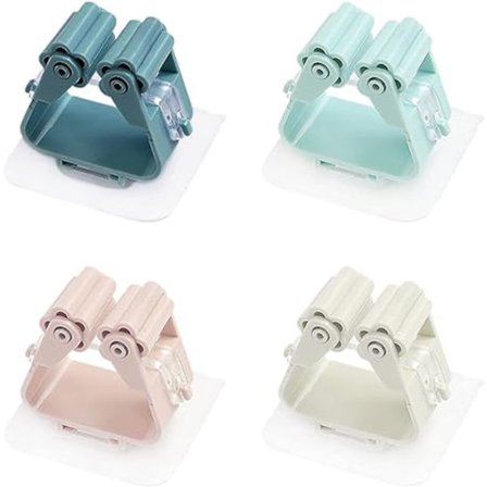 4-pack väggmonterat kvasthållare utan borr, kvast- och moppklämma wi