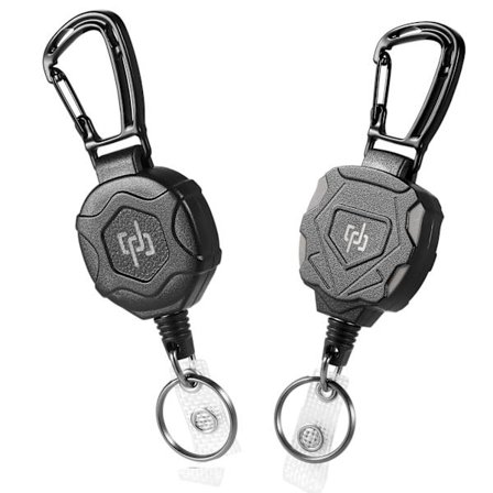 2-delad infällbar nyckelring, kraftig snabbknäppningsbricka, taktisk ID-rulle, 81 cm infällbar stålsladd, 227 gram