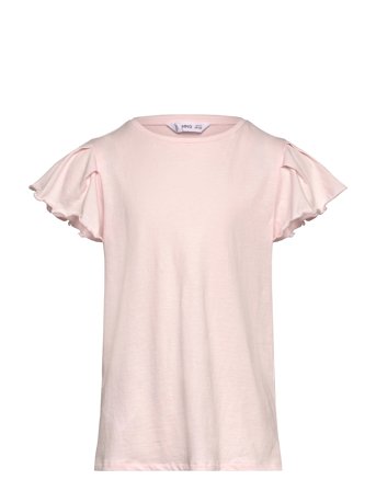 Short-Sleeved Ruffle T-Shirt Pink Mango