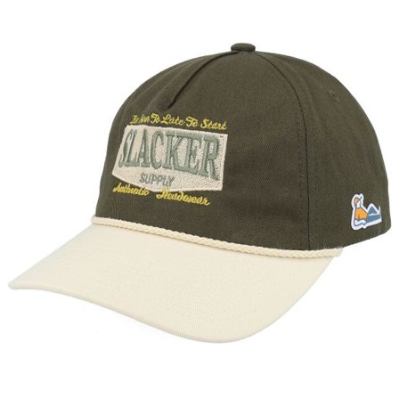 Slacker Supply - Grön unconstructed Keps - Batch Logo Beige Rope Golfer Olive/Stone A-frame Adjustable @ Hatstore