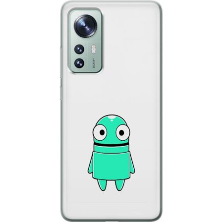 Kompatibel Mobilcover til Xiaomi Xiaomi 12 Turkis tegneseriefigur med store øjne og en glad personlighed i enkel illustration