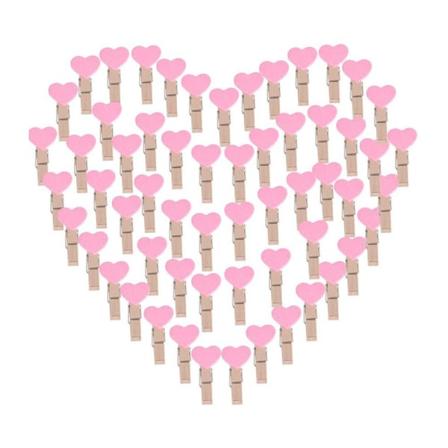 Pakkauksessa 100 minipuista puista sydäntappia pink