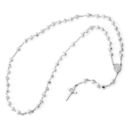 Our Lady of Guadalupe White Rosary Necklace for Men - Rosaries