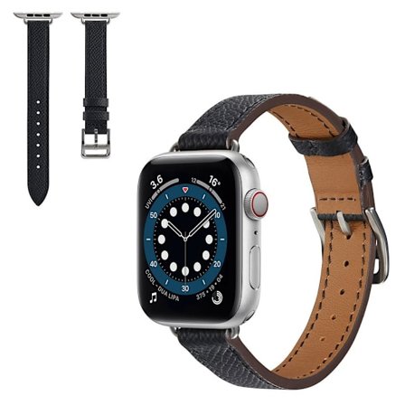 Ristikkäinen nahkaranneke Apple Watch 42mm - 44mm - Musta