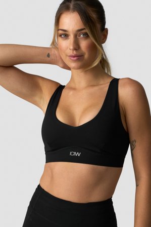 Essential Mid Support Sports Bra Black