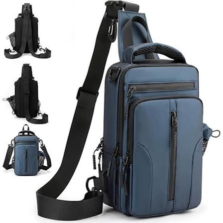 (Blå) Herre Skuldertaske - Nylon - Tyverisikring - Vandtæt - Blå