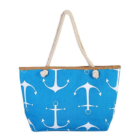 Strandleende Canvas Tote Bag Dam Ankare Halm Stor Strandväska Båtliv A916-125