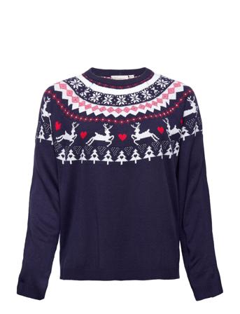 Carsnow Ls Xmas Pullover Knt Pullover Navy ONLY Carmakoma