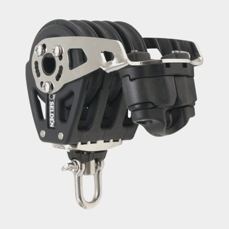 Trojitá kladka se třmenem Seldén BBB 60, pevná/otočná, s kuličkovými ložisky, se stopery, vhodná pro lana Ø6 - 10 mm