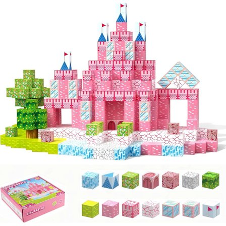 128 stk. Magnetiske Byggeklodser Sæt, Magnetiske Klodser til Piger, Prinsesse Slot Sensorisk Stabling Læringslegetøj, Julefødselsdagsgaver til Piger