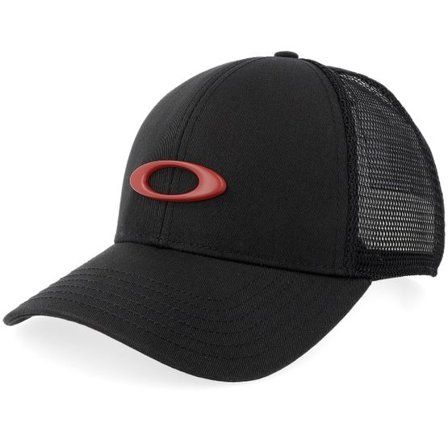 Oakley - Svart Keps - Ellipse Hat Pitch Black/Flame Red Trucker @ Hatstore